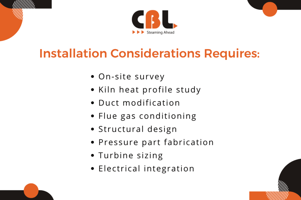 Cement WHRB installation requires: